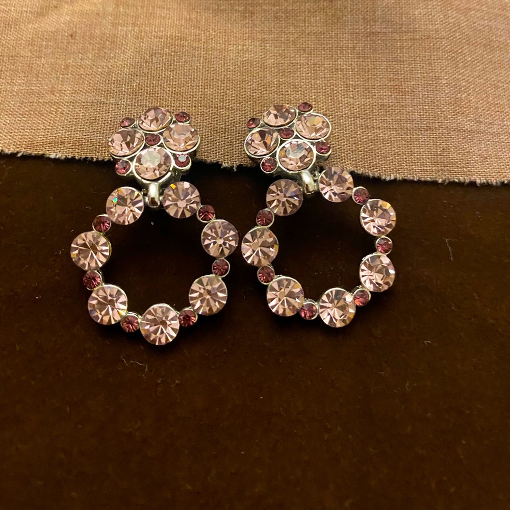 Lavender and purple stone clip on earrings